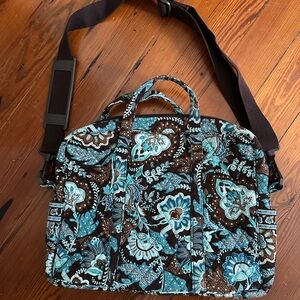 Vera Bradley Blue and Brown Floral Laptop Bag